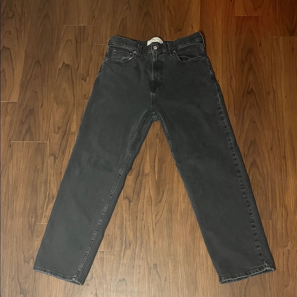 Hollister Men's Washed Black Baggy Jeans